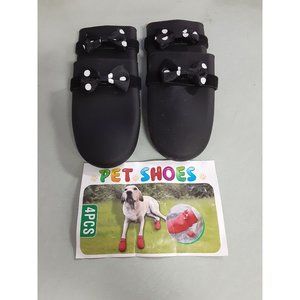 Pet Shoes 4 pcs Black With Bow White Pokka Dots Size Small NEW